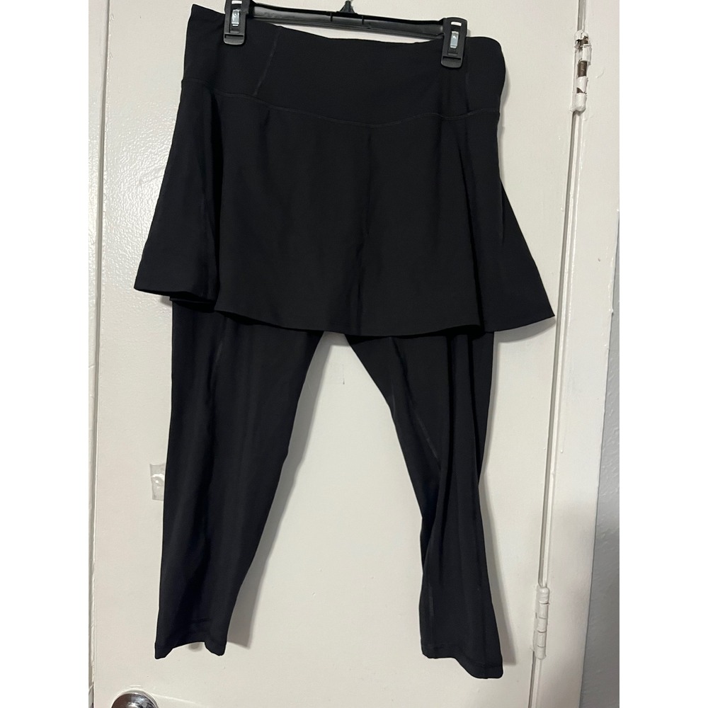 AnyAge Wear Black Skirted Leggings Women Large High Waist Athletic Skort Cropped